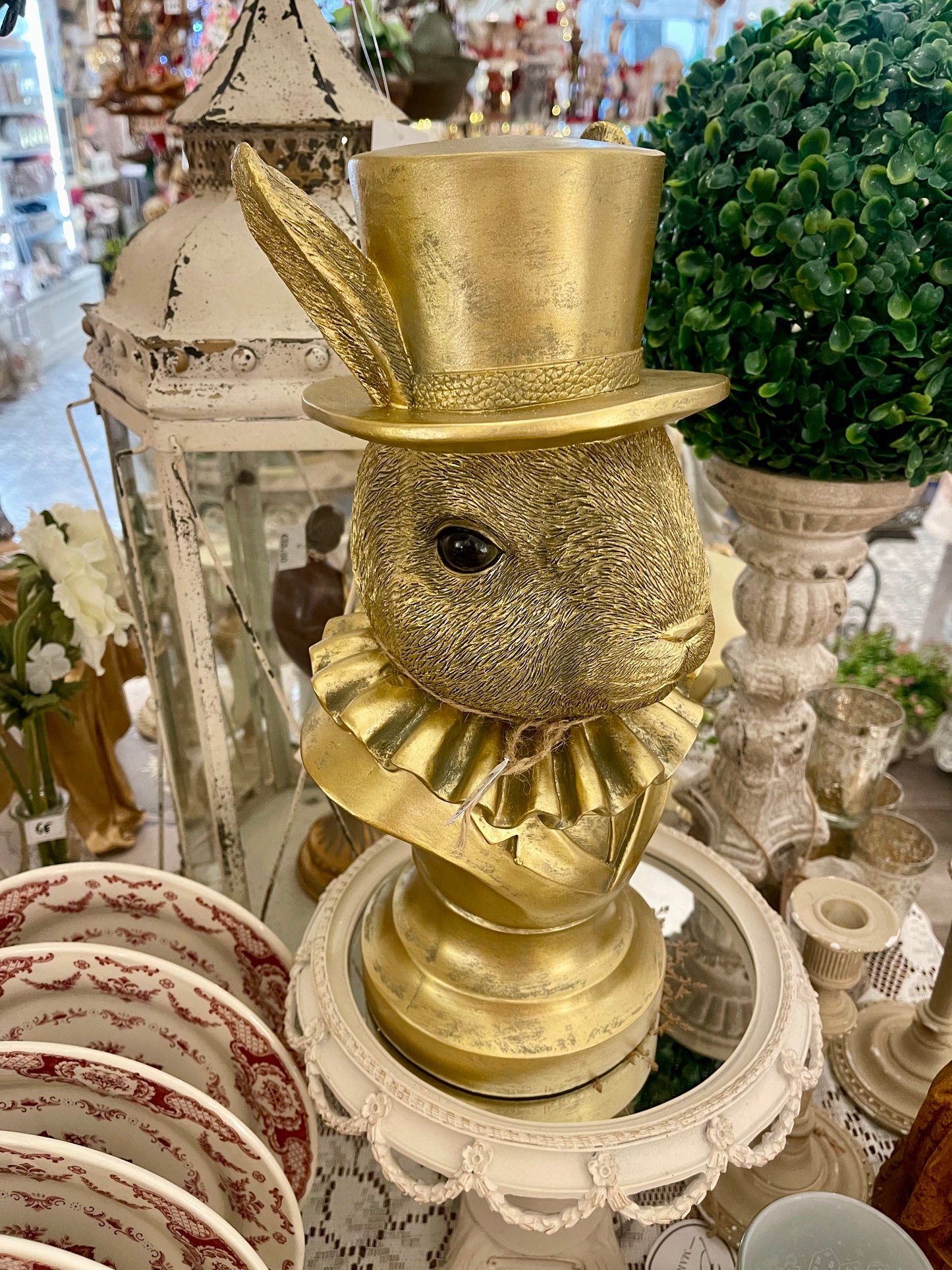 Buste Lapin d'Or - Élégance Rétro Chic
