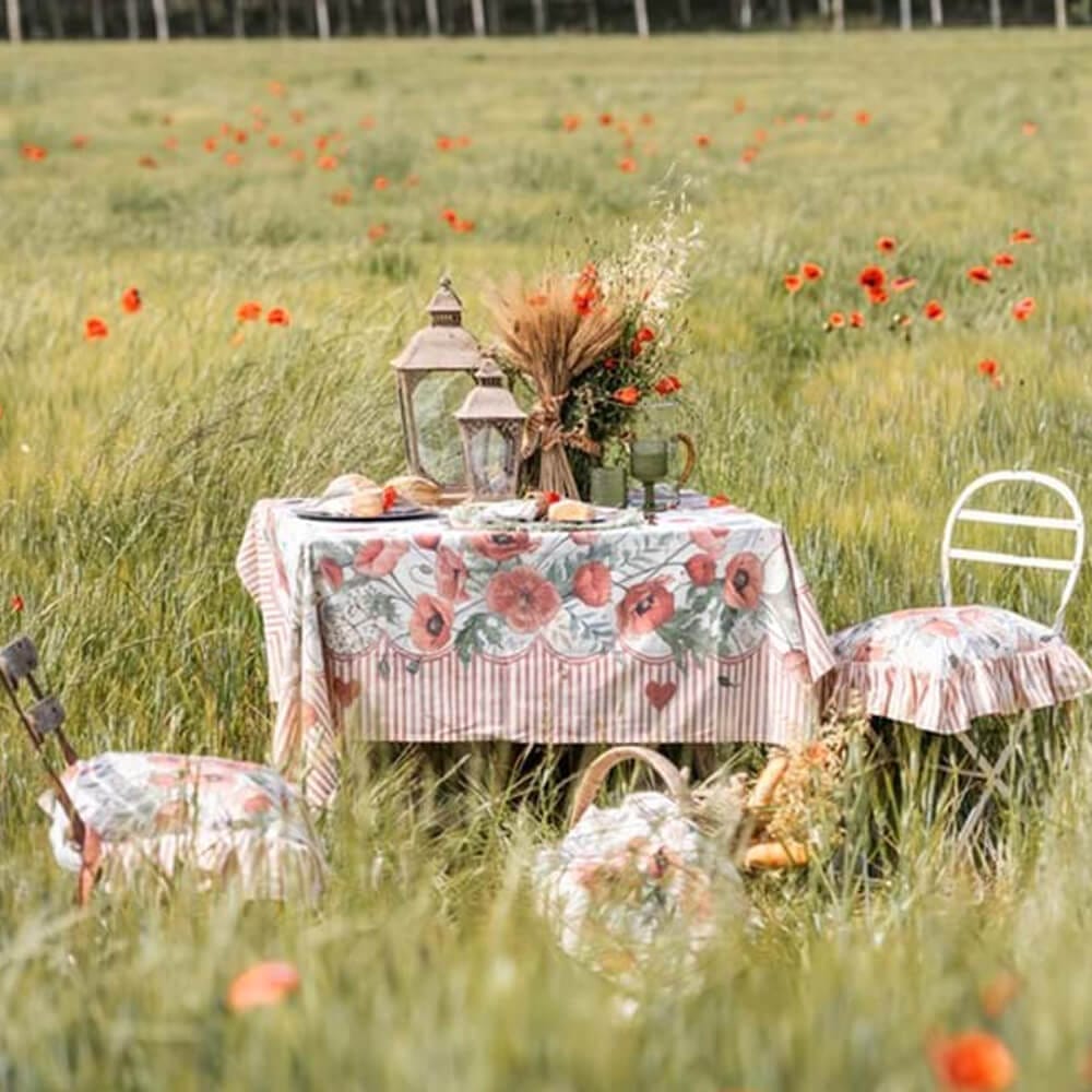 🌺 Housse de coussin de chaise "Coquelicots"