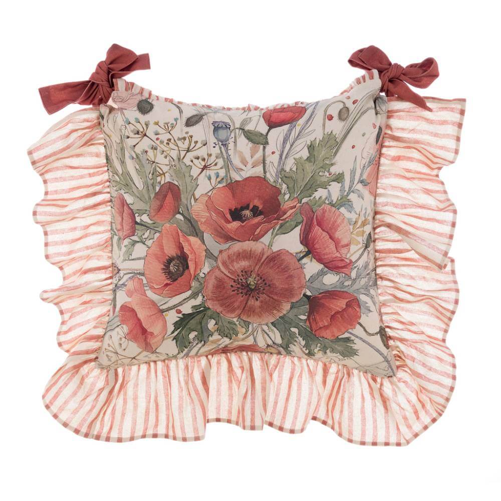 🌺 Housse de coussin de chaise "Coquelicots"
