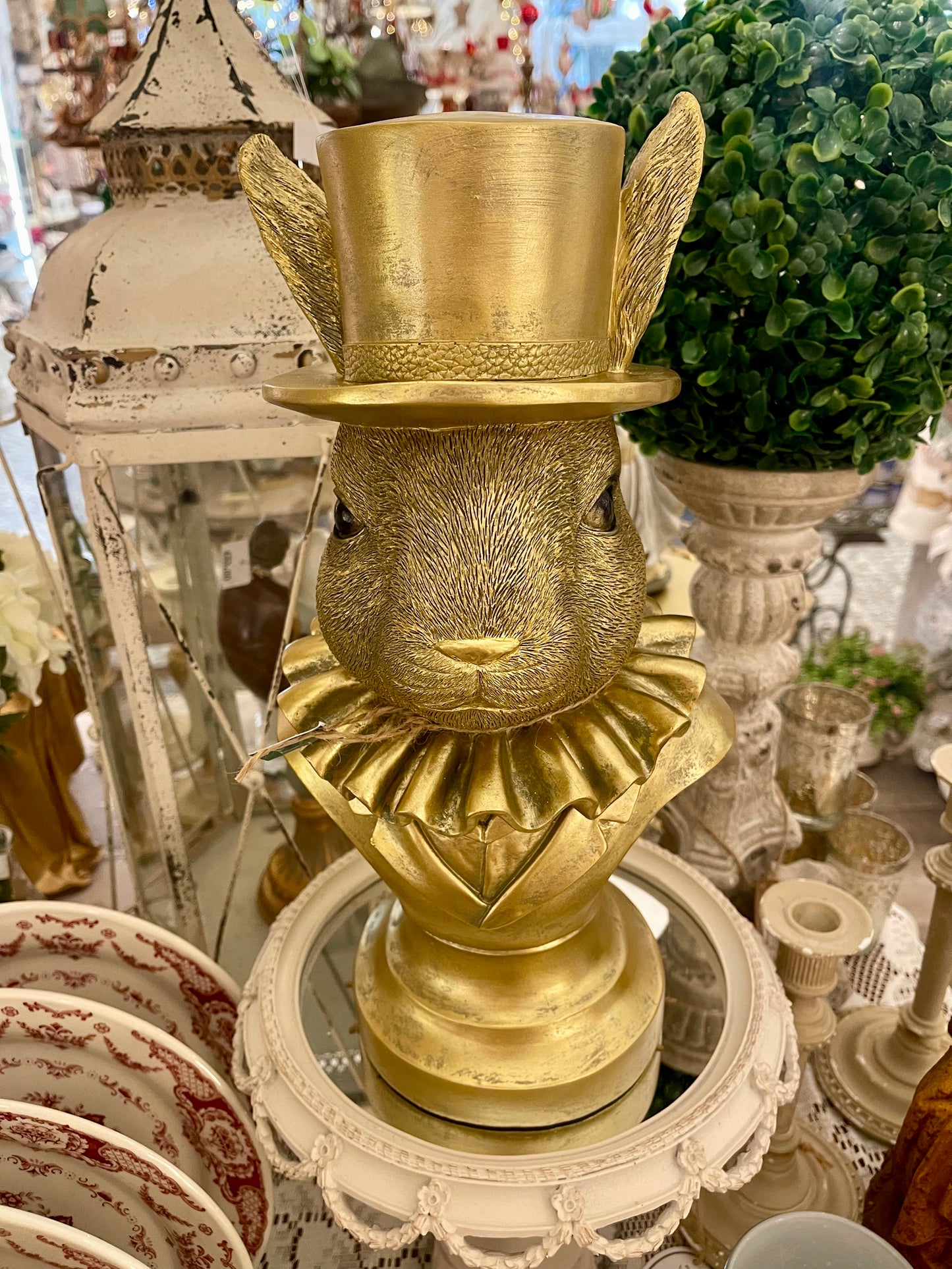 Buste Lapin d'Or - Élégance Rétro Chic