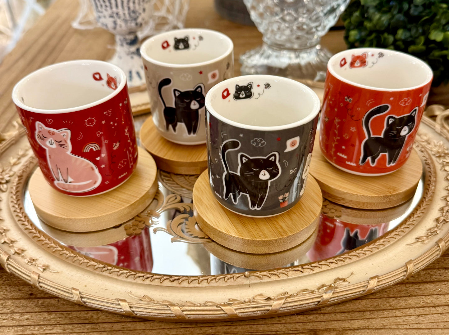 🐾 Coffret 4 Tasses « Chat’moureux »