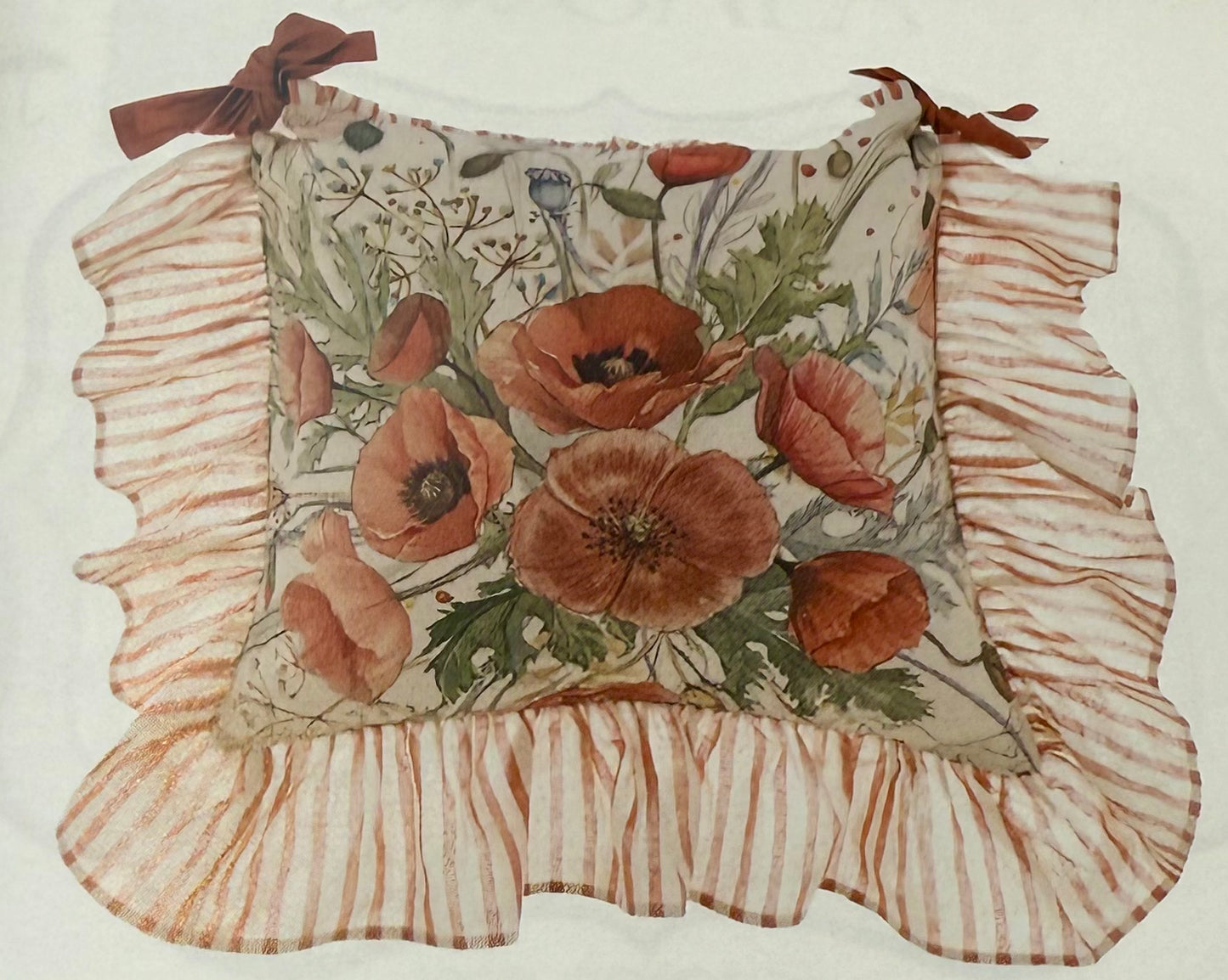 🌺 Housse de coussin de chaise "Coquelicots"