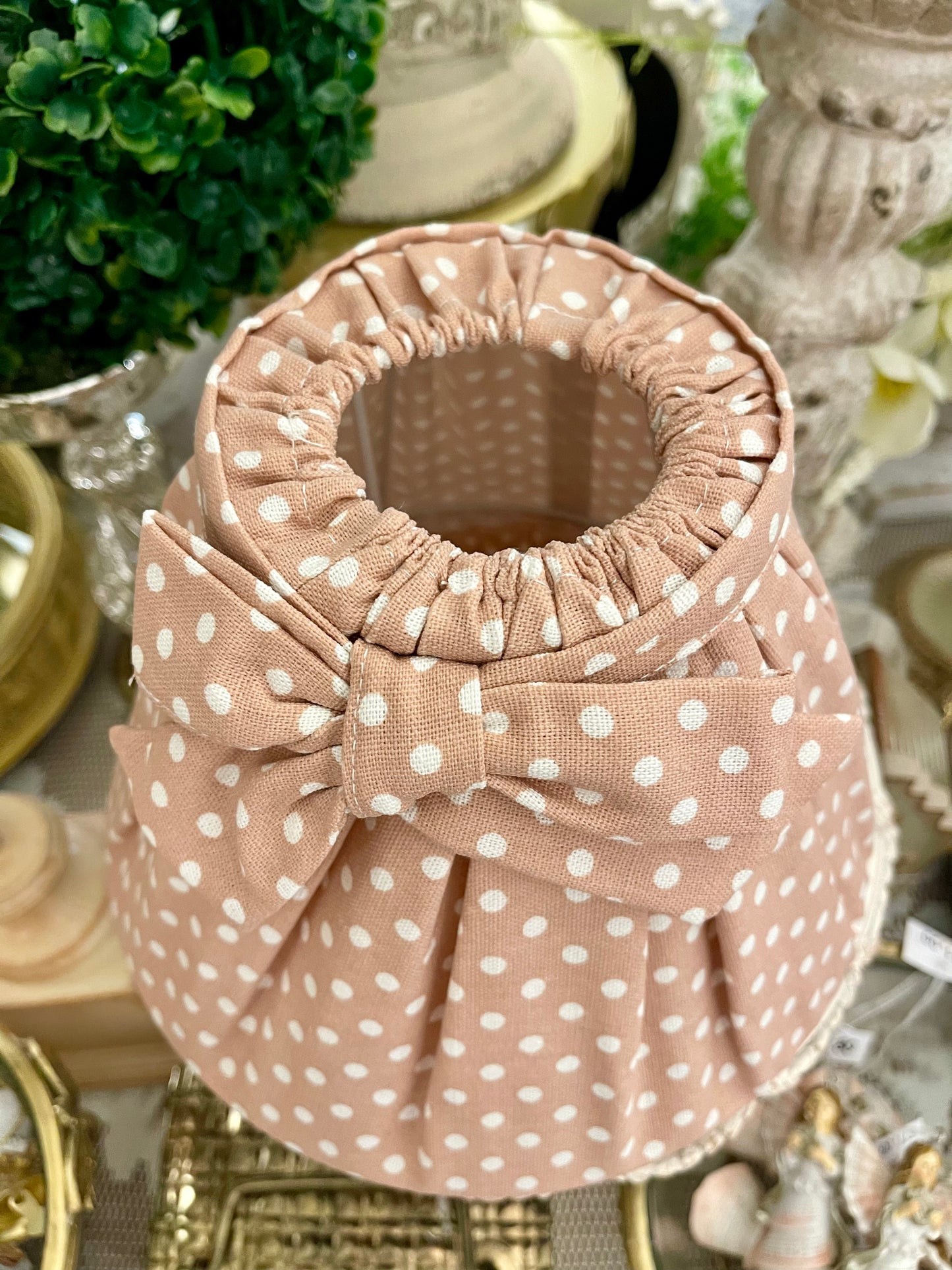 Abat jour plumetis rose