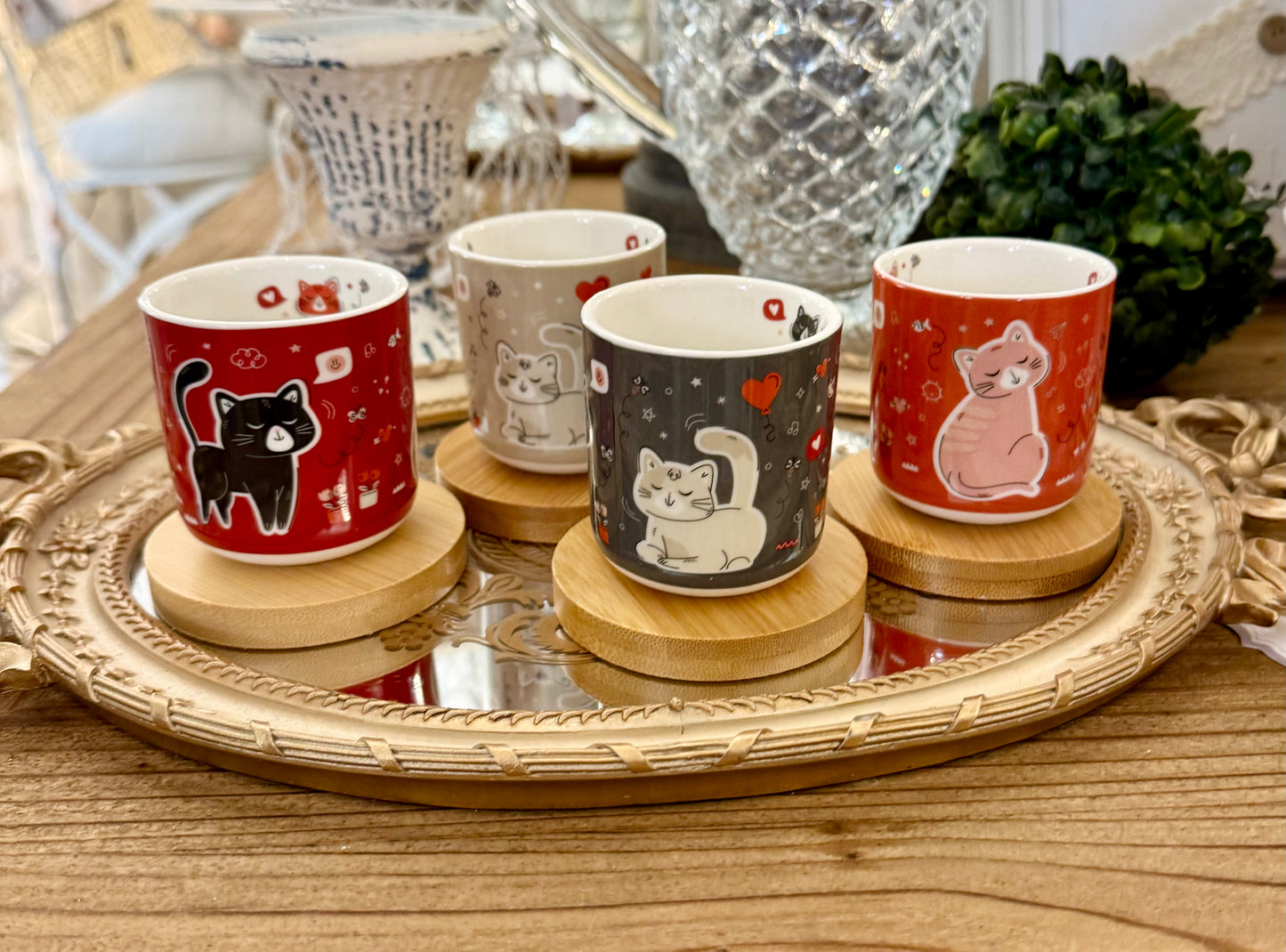 🐾 Coffret 4 Tasses « Chat’moureux »