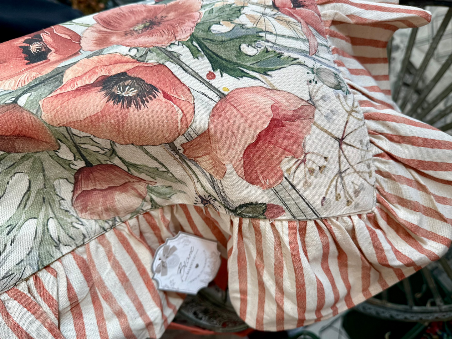 🌺 Housse de coussin de chaise "Coquelicots"