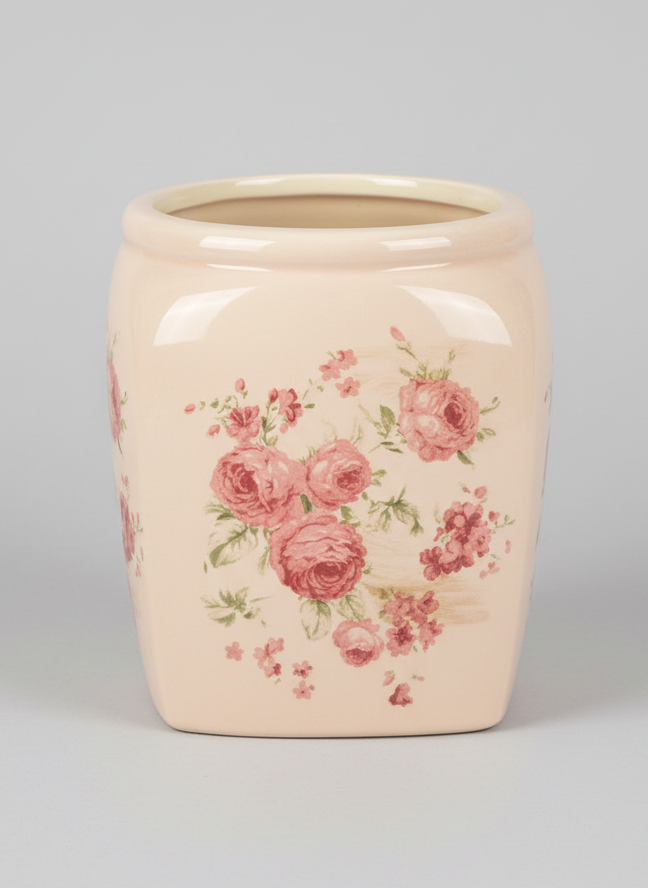 Cache pot cœur de roses