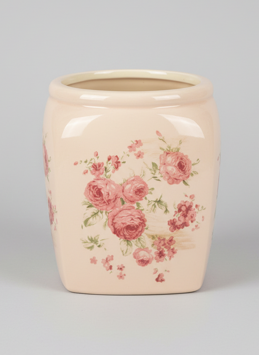 Cache pot cœur de roses