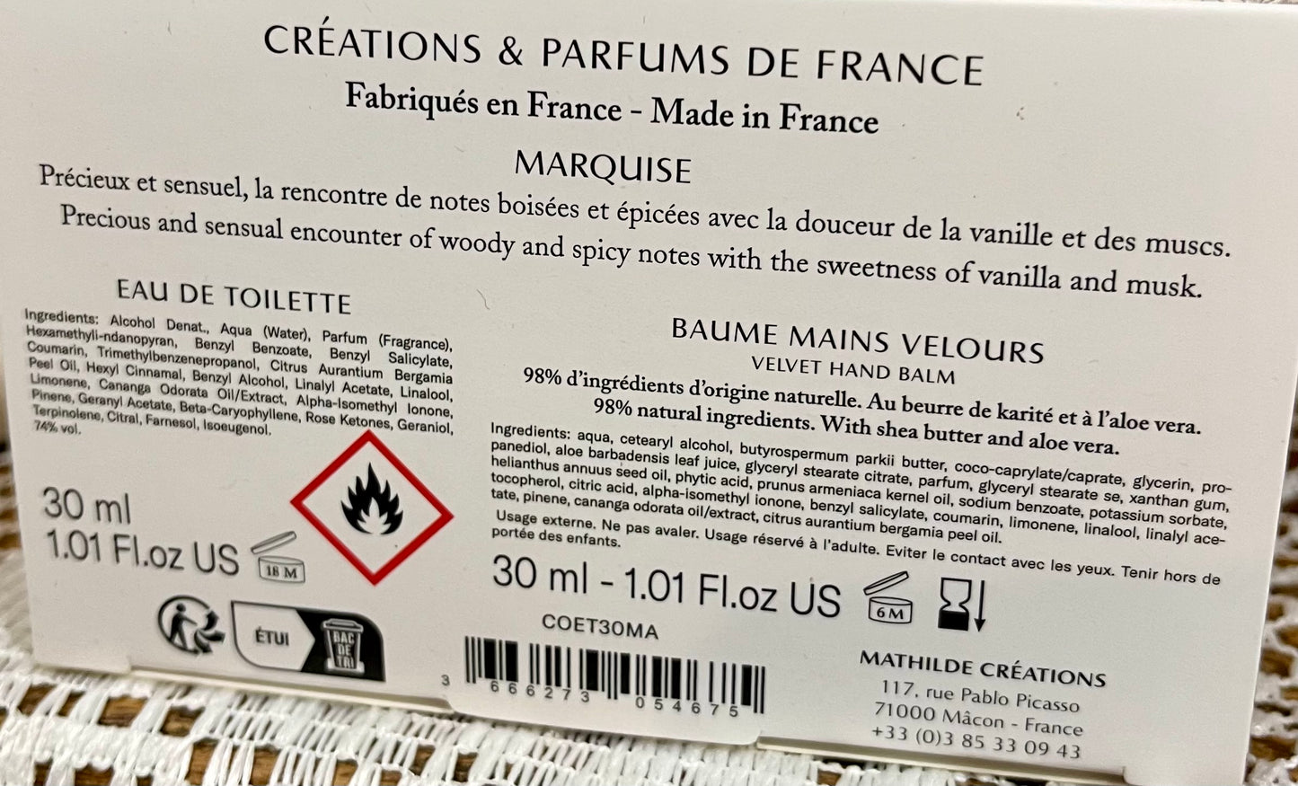 Coffret parfumé "Marquise"