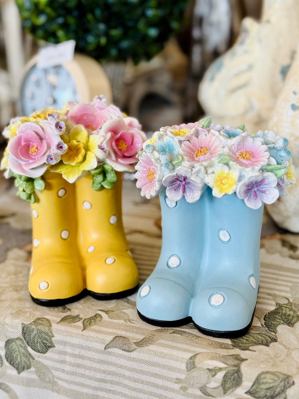Bottes Fleuries Pastel – Bleu ou Jaune