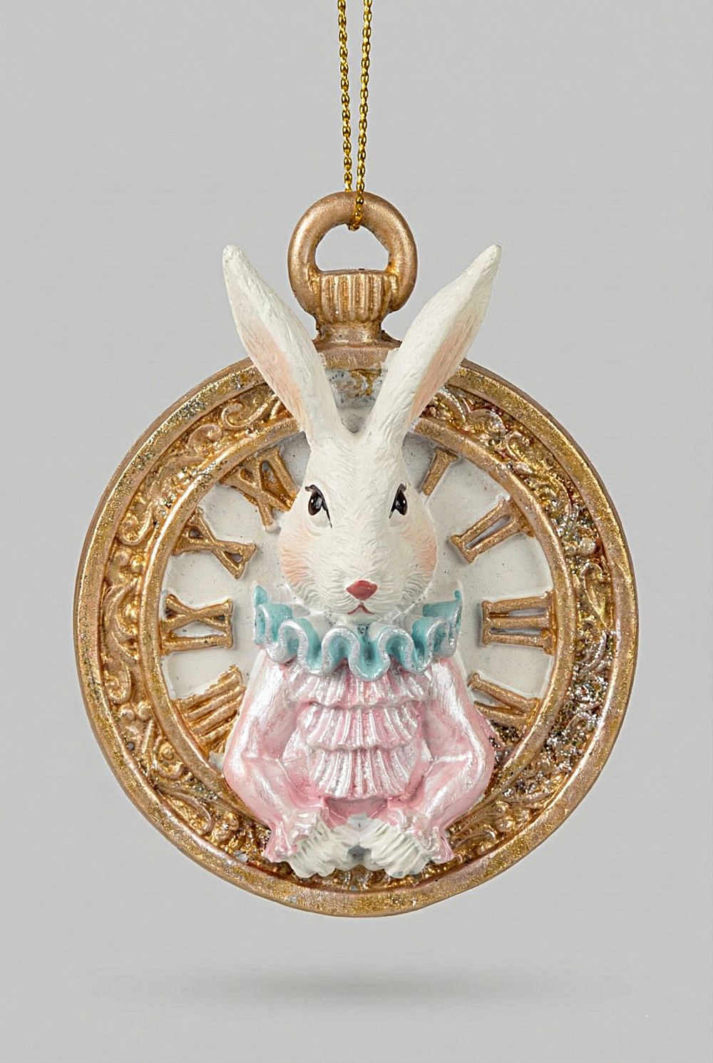 Pendentif décoratif lapin Alice blanc en accessoires de décoration, style shabby chic et féérique, ambiance poétique et romantique