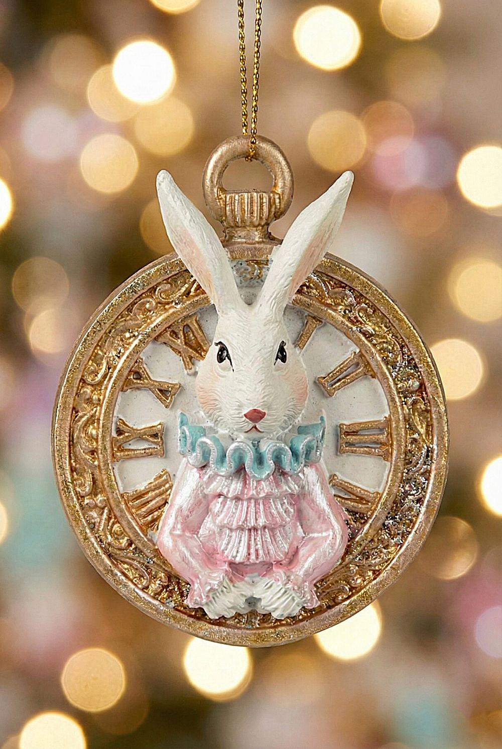 Pendentif décoratif lapin Alice blanc en accessoires de décoration, style shabby chic et féérique, ambiance poétique et romantique