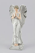 Figurine ange en prière décorative blanc patiné, ailes déployées, style shabby chic romantique et poétique, décoration de charme esprit féérique