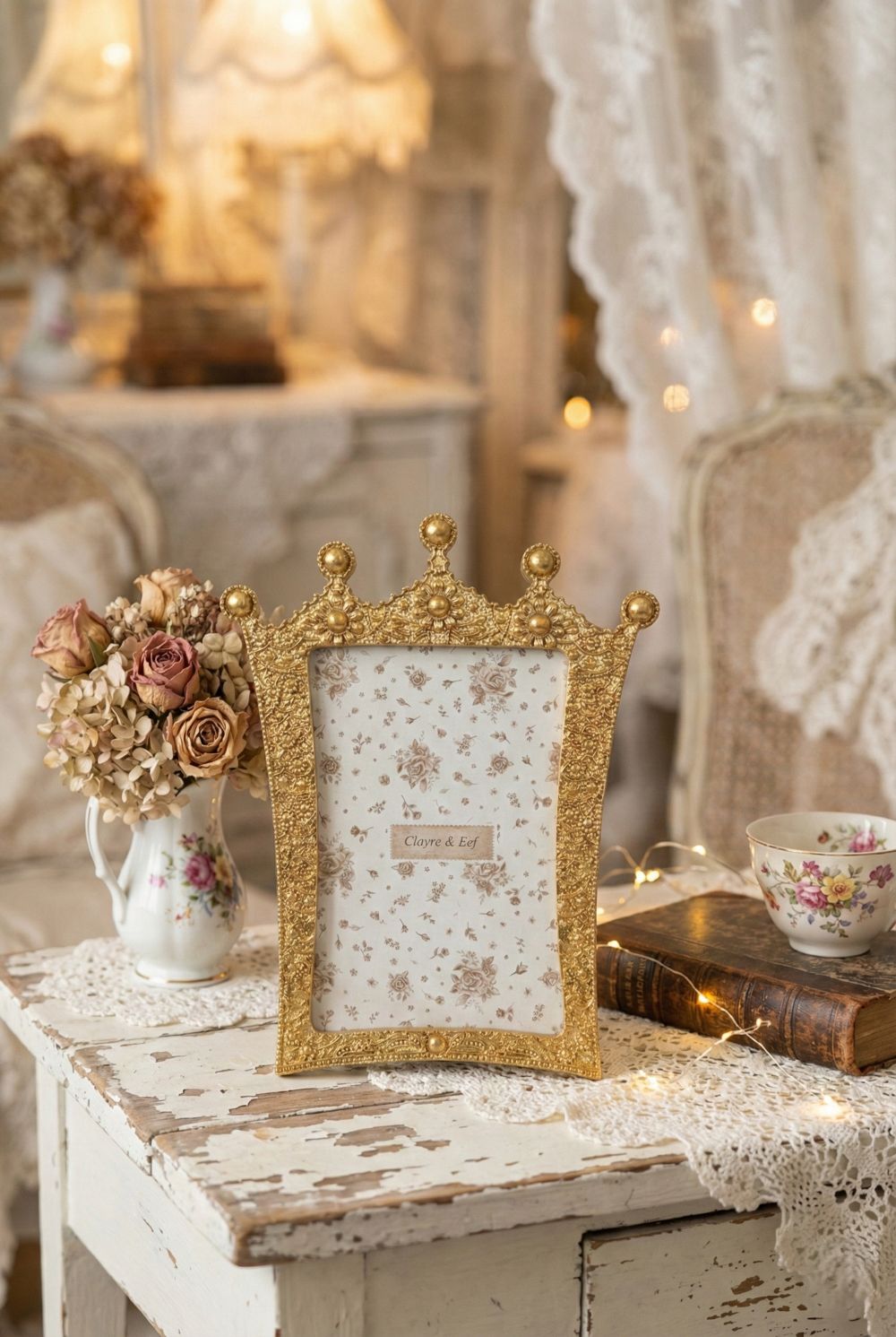 Cadre photo baroque doré style Versailles, cadre décoratif élégant aux finitions raffinées, décoration de charme et romantique pour intérieur chic