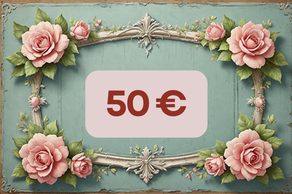 Carte cadeau décoration romantique et shabby chic, bon d’achat dématérialisé aux tons doux pour offrir un univers de charme et féérique
