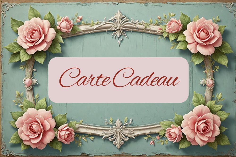 Carte cadeau décoration romantique et shabby chic, bon d’achat dématérialisé aux tons doux pour offrir un univers de charme et féérique
