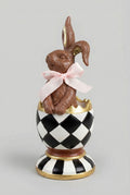 Figurine Choco-Lapin Royal pour décoration de Pâques, tons chocolat et beige, style shabby chic romantique, ambiance poétique et printanière