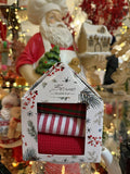 Coffret de 3 torchons de Noël en coton rouge, blanc et vert Blanc MariClò, style shabby chic et décoration de charme pour cuisine festive