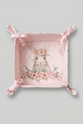 Corbeille à pain Lapinou pour décoration de table de Pâques, beige naturel et blanc doux, style shabby chic romantique et charme poétique