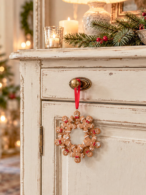 Couronne décorative pain d’épices de Noël à suspendre, 10 cm, ambiance festive et chaleureuse