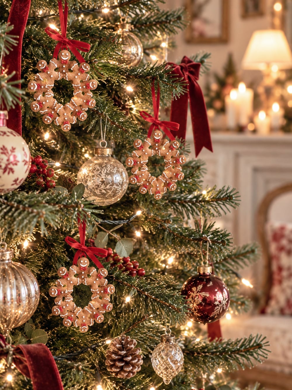 Couronne décorative pain d’épices de Noël à suspendre, 10 cm, ambiance festive et chaleureuse