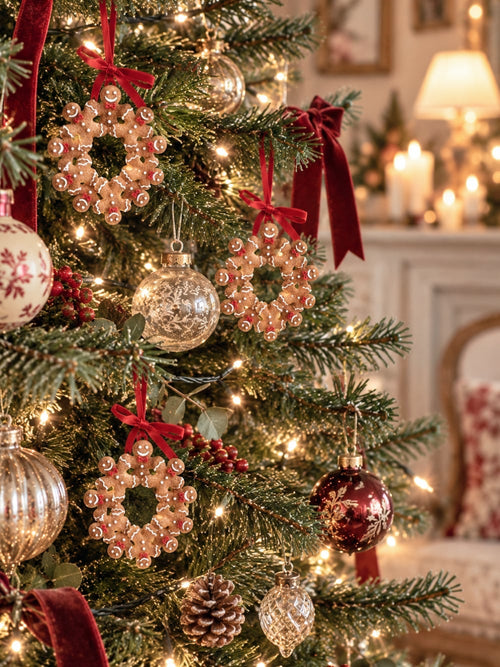 Couronne décorative pain d’épices de Noël à suspendre, 10 cm, ambiance festive et chaleureuse