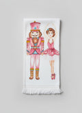 Essuie-mains en coton motif Casse-Noisette rose ballerine, style romantique et shabby chic, textile décoratif idéal pour sublimer la salle de bain ou la cuisine dans une ambiance douce et festive