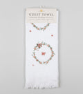 Essuie-mains couronne florale en coton, motifs délicats et style romantique, accessoire textile shabby chic idéal pour décorer la salle de bain ou la cuisine