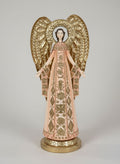 Figurine ange victorien décoratif 47 cm en rose poudré, ivoire et or, style romantique et féérique, idéale pour une décoration de charme