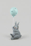 Figurine lapin au ballon vert menthe de 18 cm, décoration de Pâques romantique shabby chic, ambiance poétique et printanière