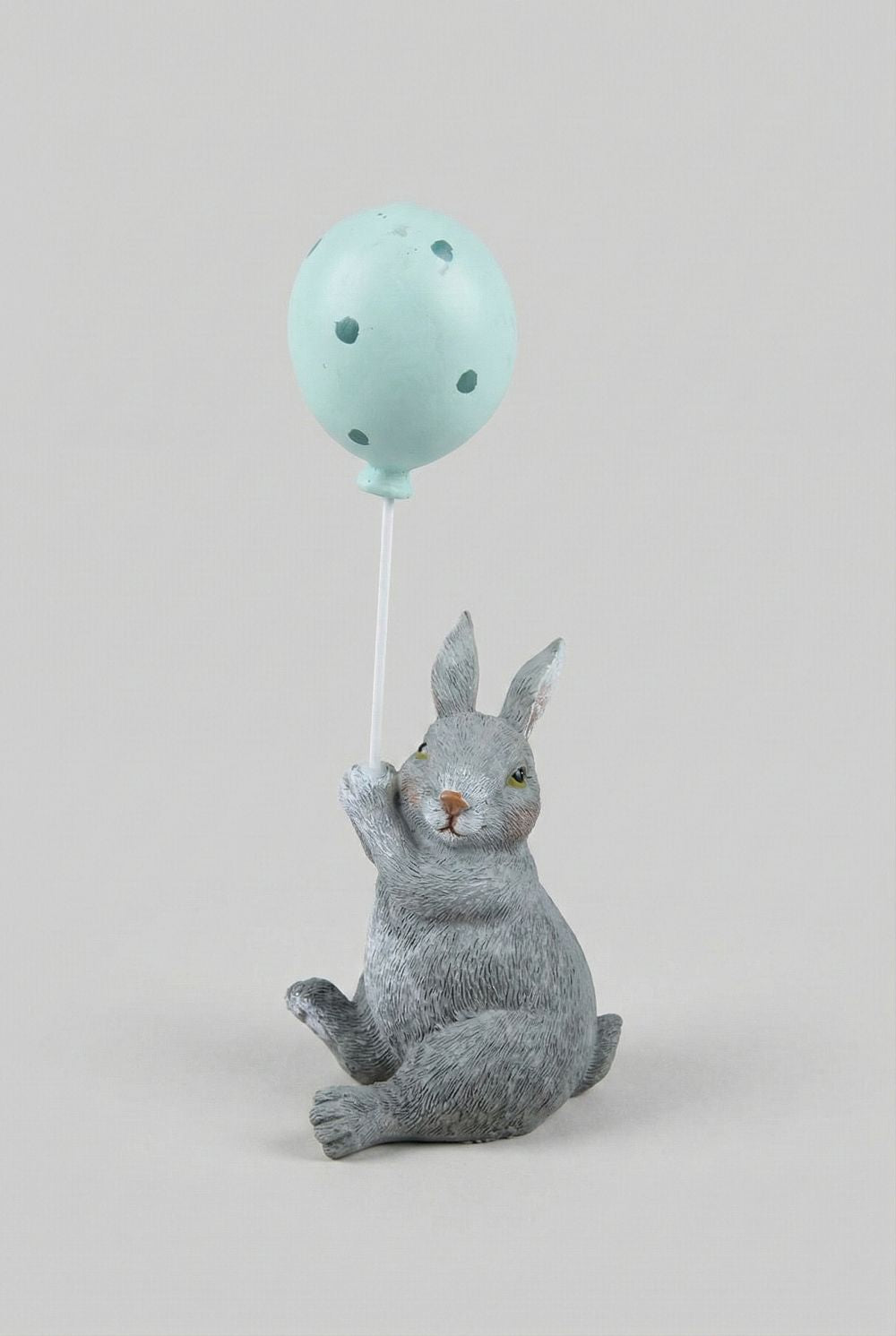 Figurine lapin au ballon vert menthe de 18 cm, décoration de Pâques romantique shabby chic, ambiance poétique et printanière