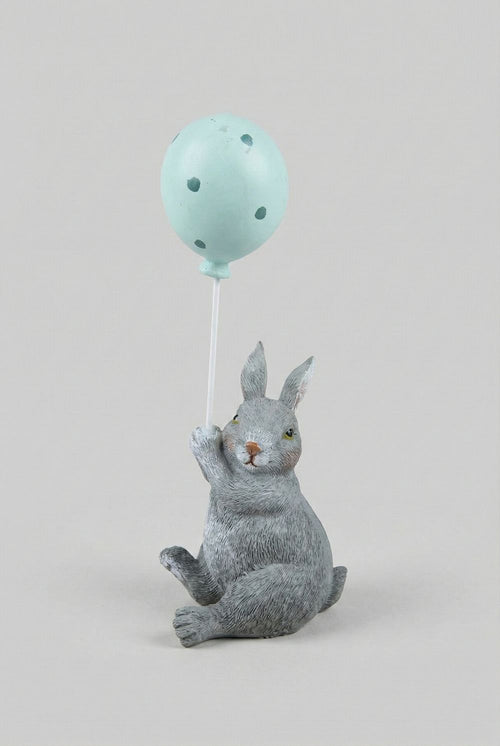 Figurine lapin au ballon vert menthe de 18 cm, décoration de Pâques romantique shabby chic, ambiance poétique et printanière