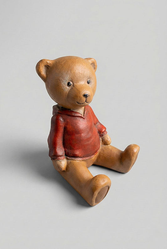 Figurine décorative ourson mignon, statuette aux tons doux beige et crème, style poétique et attendrissant pour décoration de charme