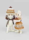 Figurines décoratives Mr et Mme Souris, couple de souris pâtissières blanc et marron, style shabby chic vintage, décor romantique et féérique
