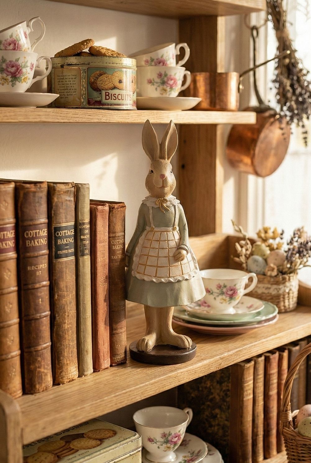 Lapinette Cuisinière de Pâques, figurine lapin décorative pour une cuisine shabby chic et romantique. Paiement sécurisé et entreprise familiale française.