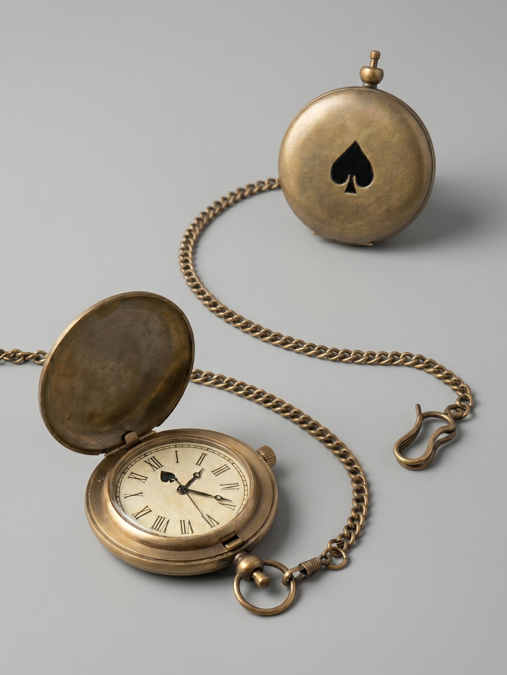 Montre de gousset vintage inspirée d'Alice au Pays des Merveilles avec chaîne bronze, accessoire féérique et romantique pour décoration de charme ou collection