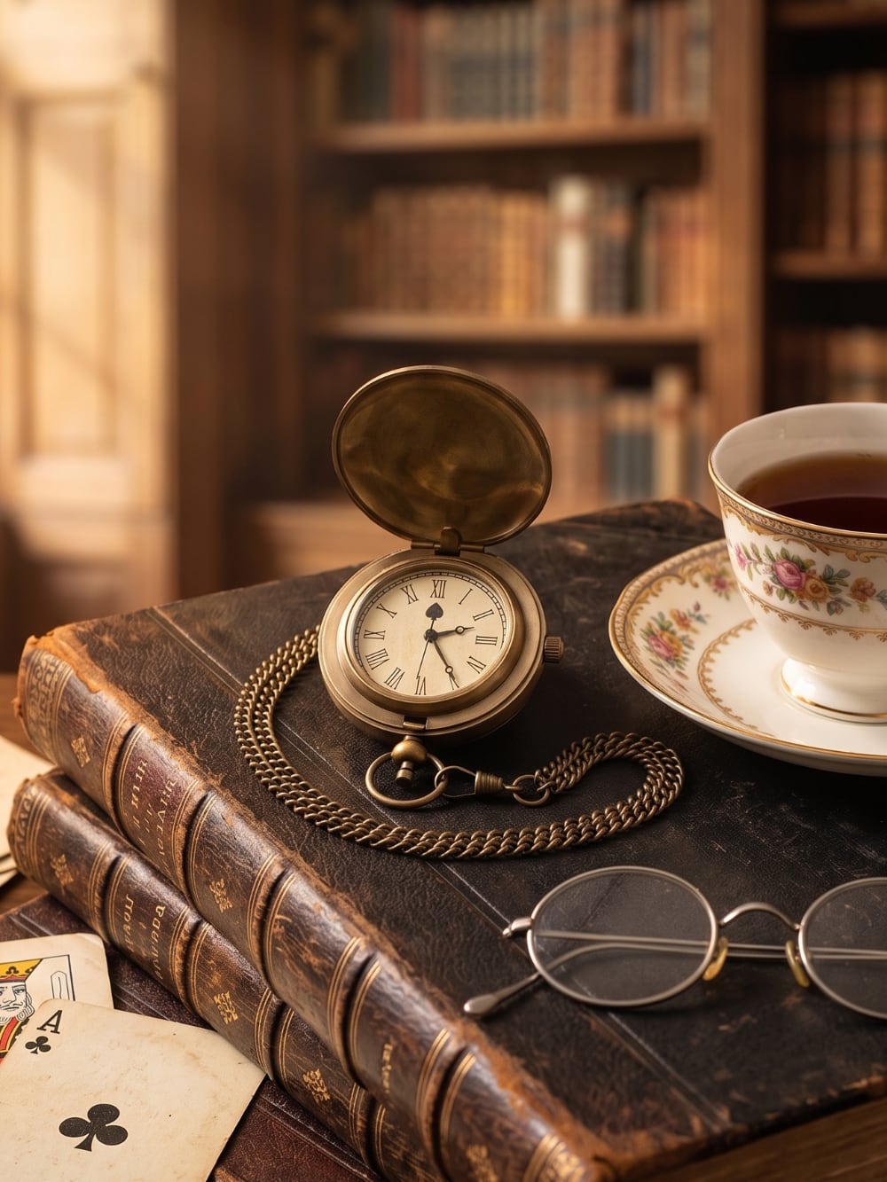 Montre de gousset vintage inspirée d'Alice au Pays des Merveilles avec chaîne bronze, accessoire féérique et romantique pour décoration de charme ou collection