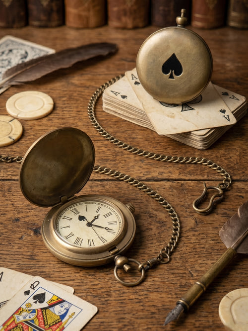 Montre de gousset vintage inspirée d'Alice au Pays des Merveilles avec chaîne bronze, accessoire féérique et romantique pour décoration de charme ou collection