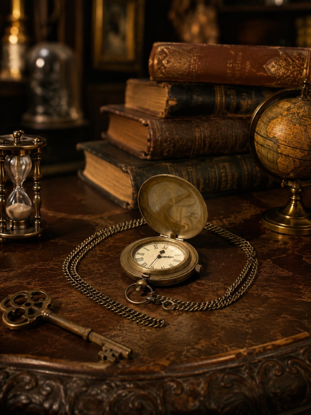 Montre de gousset vintage inspirée d'Alice au Pays des Merveilles avec chaîne bronze, accessoire féérique et romantique pour décoration de charme ou collection