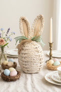 Œuf décoratif lapin en osier blanc avec oreilles tissu style shabby chic romantique décoration de Pâques ambiance charme campagne