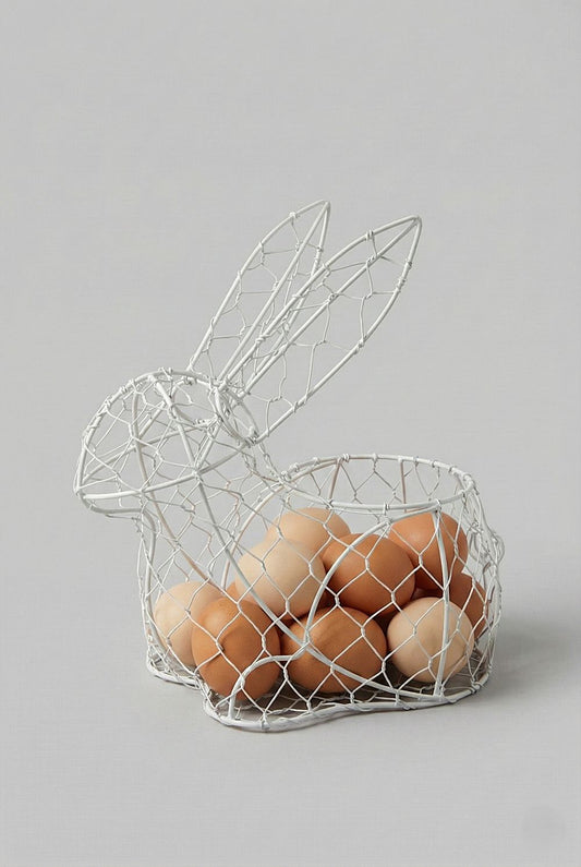 Panier à œufs décoratif Lapinou, panier de Pâques avec lapin aux tons doux, décoration de charme printanière et ambiance poétique