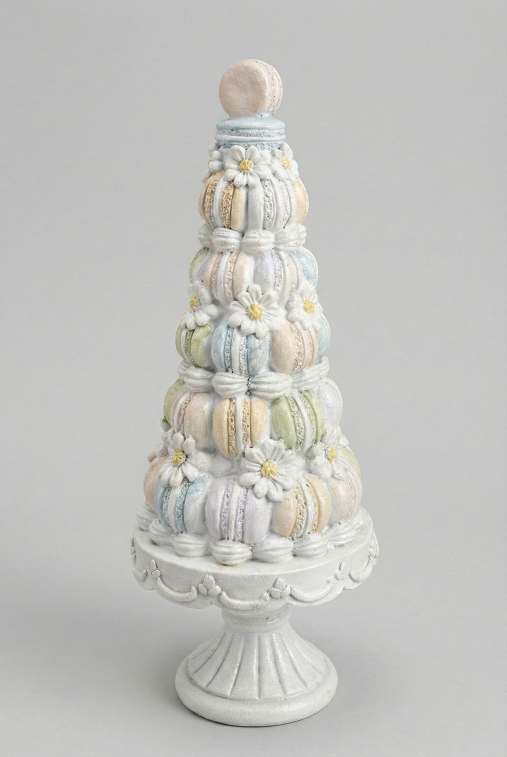 Pièce montée décorative macarons pastel de 30 cm, accessoire de décoration romantique shabby chic, tons blancs et pastels, ambiance poétique et féérique