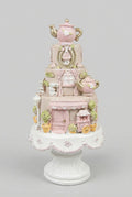 Pièce montée décorative shabby chic rose et blanc, accessoire de décoration romantique et féérique, style maison de charme, ambiance poétique