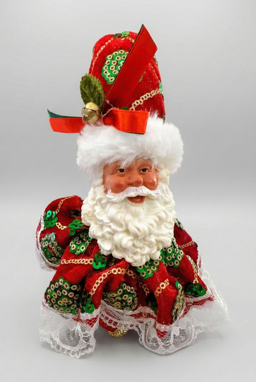 Suspension Père Noël décorative de 33 cm, rouge, blanc et vert, style romantique et shabby chic, idéale pour une décoration de Noël féérique