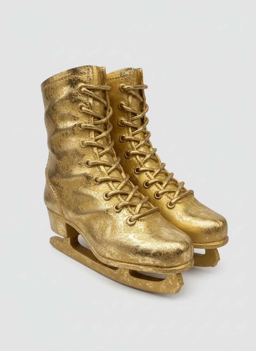 Trésor Éphémère, patins décoratifs dorés 16x18x12 cm, style shabby chic et féérique, pour une décoration romantique et lumineuse